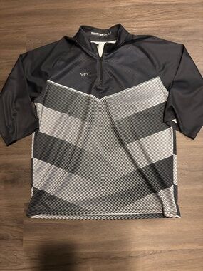 BoomBah Black Active Quarter-Zip Jacket with Light Gray Mesh